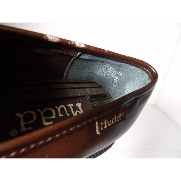 Vintage Mudd Penny Loafer Heels Chunky Sz 8 Amsden Shoe Y2K 90s Brown Block READ - Picture 16 of 16